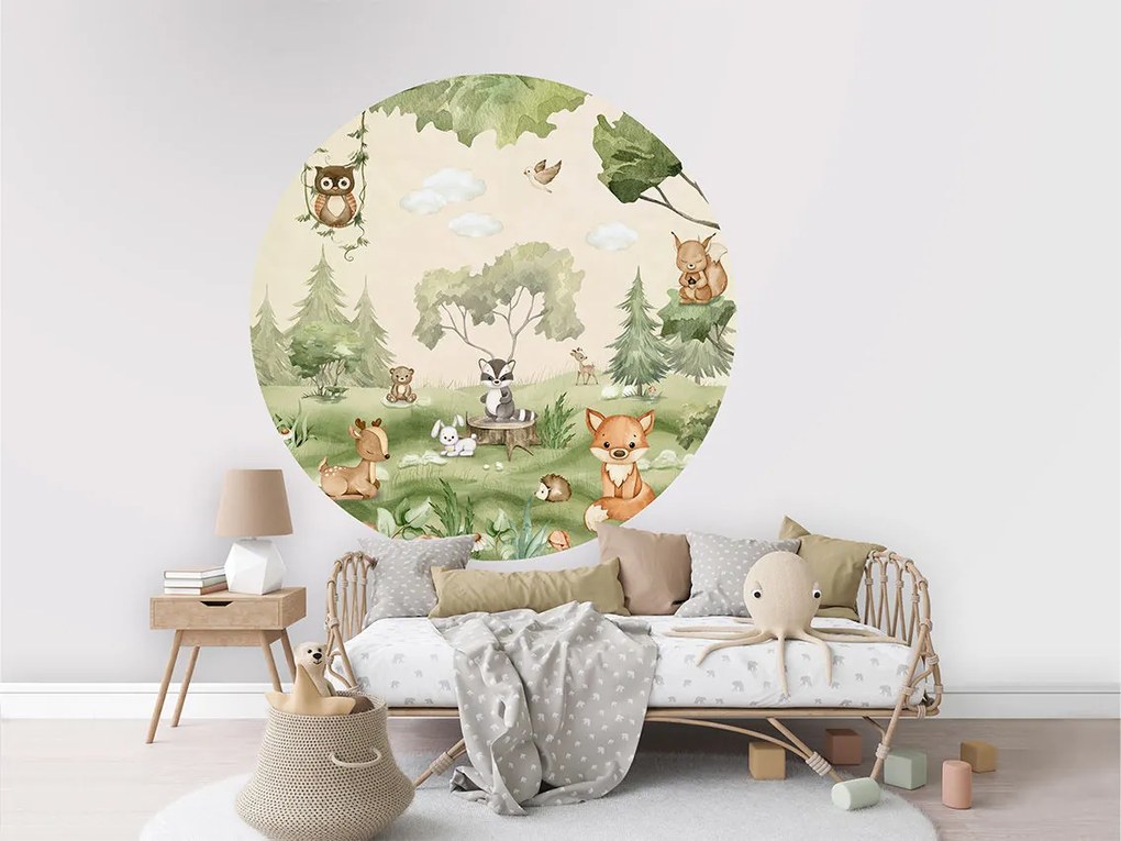 Woodland Joy Ταπετσαρια Τοιχου Πρασινο Στρογγυλη 80cm