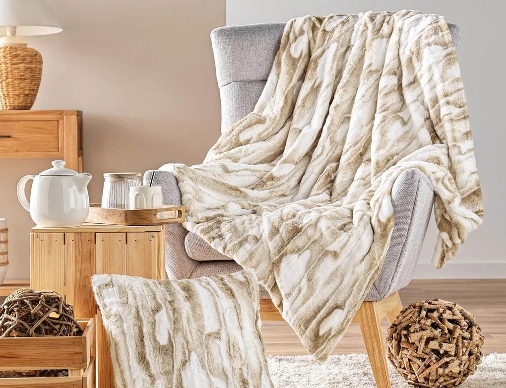 Κουβέρτα Cheyenne Douceur d'intérieur με εσωτερική επένδυση sherpa και διαστάσεις 180x220cm - White