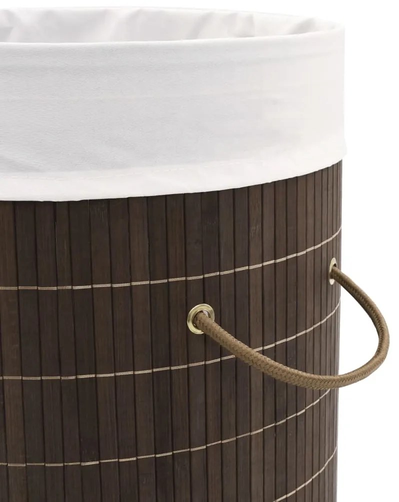 vidaXL Καλάθι Απλύτων Στρογγυλό Σκούρο Καφέ από Μπαμπού