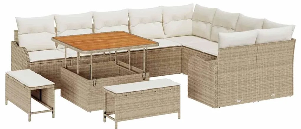 vidaXL Σετ Καναπέ Κήπου 12 pcs Μπεζ και Κρέμα 100 x 100 x 71 cm