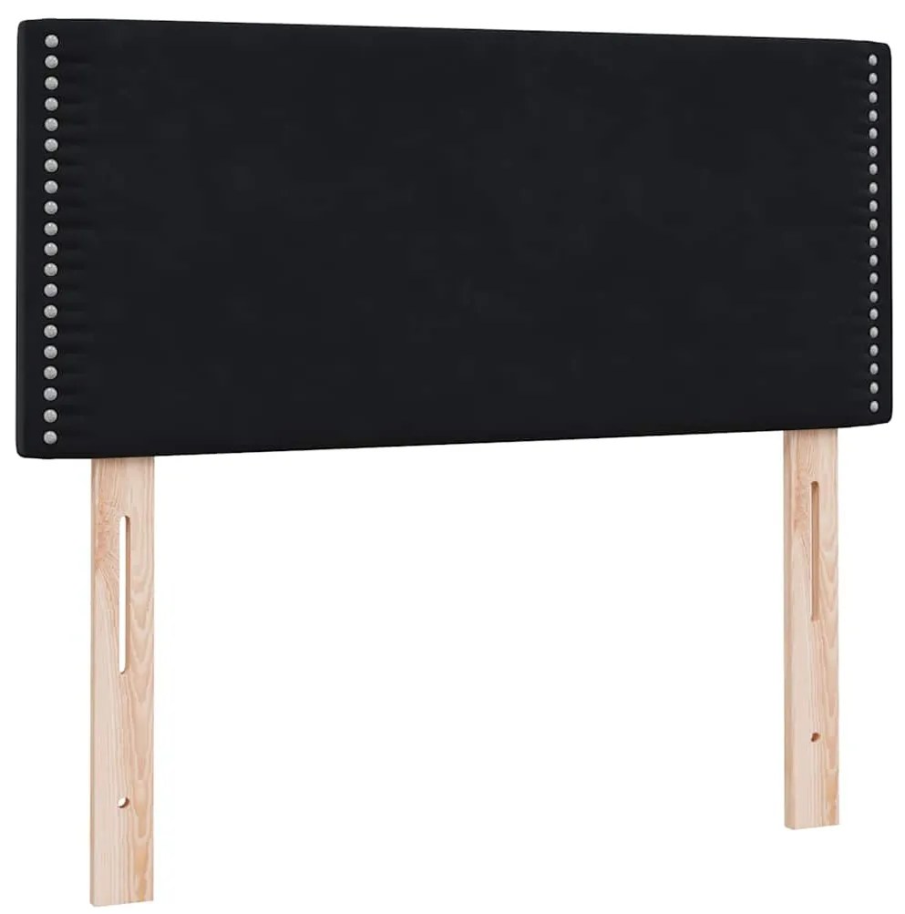 vidaXL Κρεβάτι Boxspring με Στρώμα &amp; LED Μαύρο 80x220 εκ. Βελούδινο