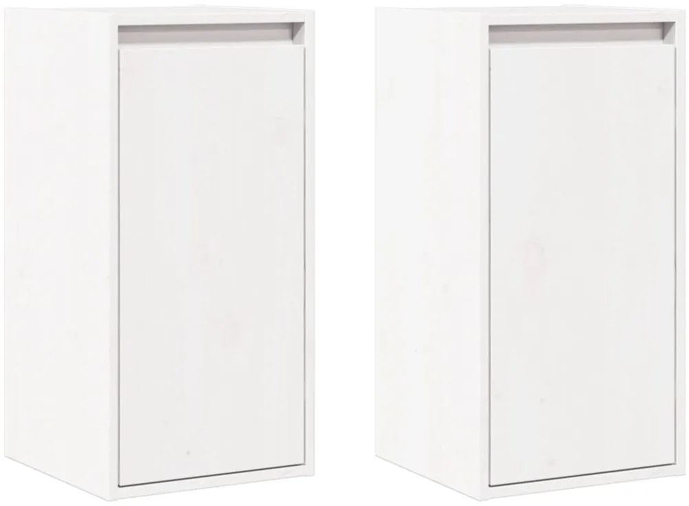 vidaXL Ντουλάπια Τοίχου 2 τεμ. Λευκά 30x30x60 εκ από Μασίφ Ξύλο Πεύκου