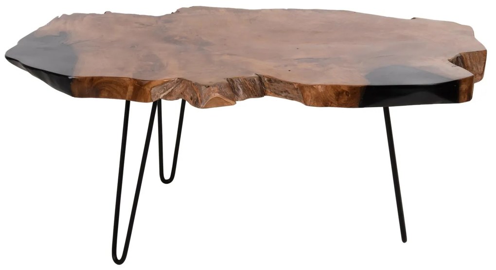 Τραπεζάκι σαλονιού GLAZE Ξύλο TEAK σε Φυσικό και Μαύρα Μεταλλικά πόδια 110x60x48Υεκ. 110x60x48 εκ.