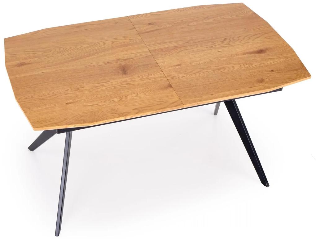 Τραπέζι Houston 1661, Μαύρο, Χρυσή βελανιδία, 76x90x140cm, 41 kg, Επιμήκυνση, Ινοσανίδες μέσης πυκνότητας, Μέταλλο | Epipla1.gr