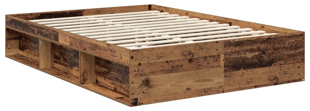 vidaXL Σκελετός Κρεβατιού Παλιό ξύλο 135 x 190 cm Στερεά ξυλεία πεύκου