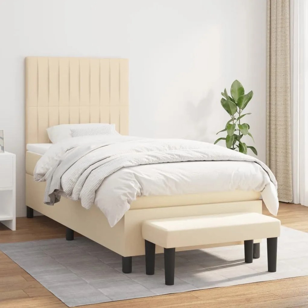 ΚΡΕΒΑΤΙ BOXSPRING ΜΕ ΣΤΡΩΜΑ ΚΡΕΜ 90X200 ΕΚ.ΥΦΑΣΜΑΤΙΝΟ 3136730