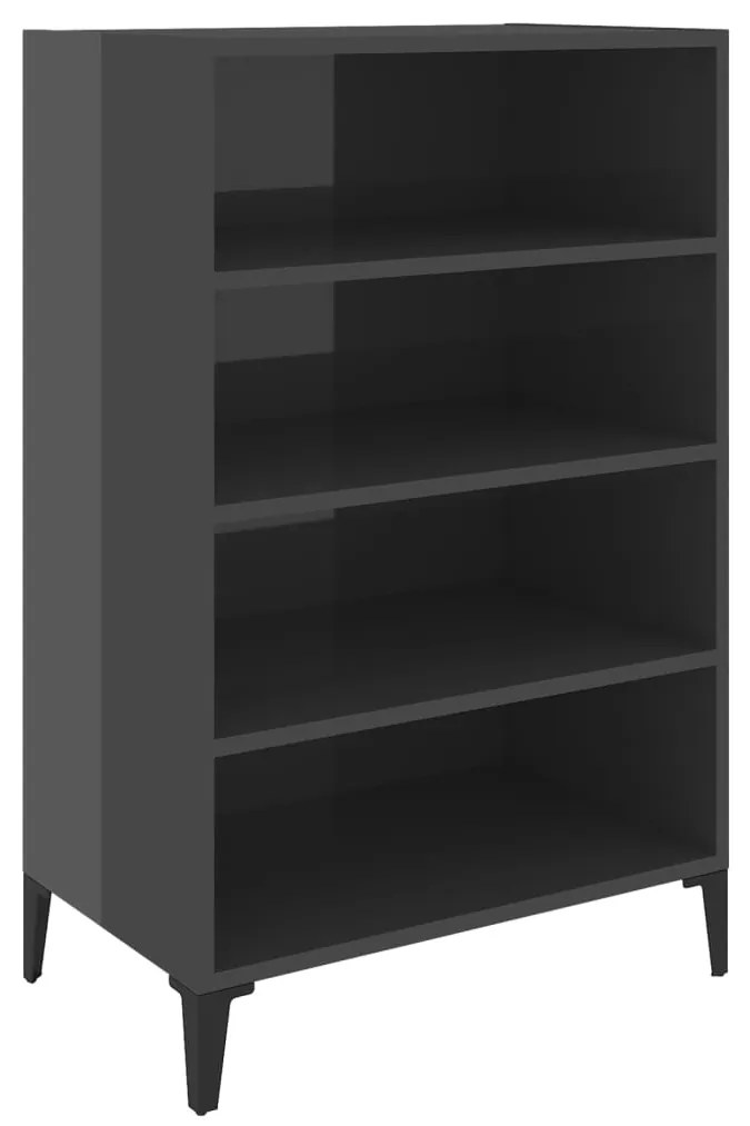 vidaXL Ραφιέρα Γυαλιστερή Γκρι 57 x 35 x 90 εκ. από Επεξ. Ξύλο