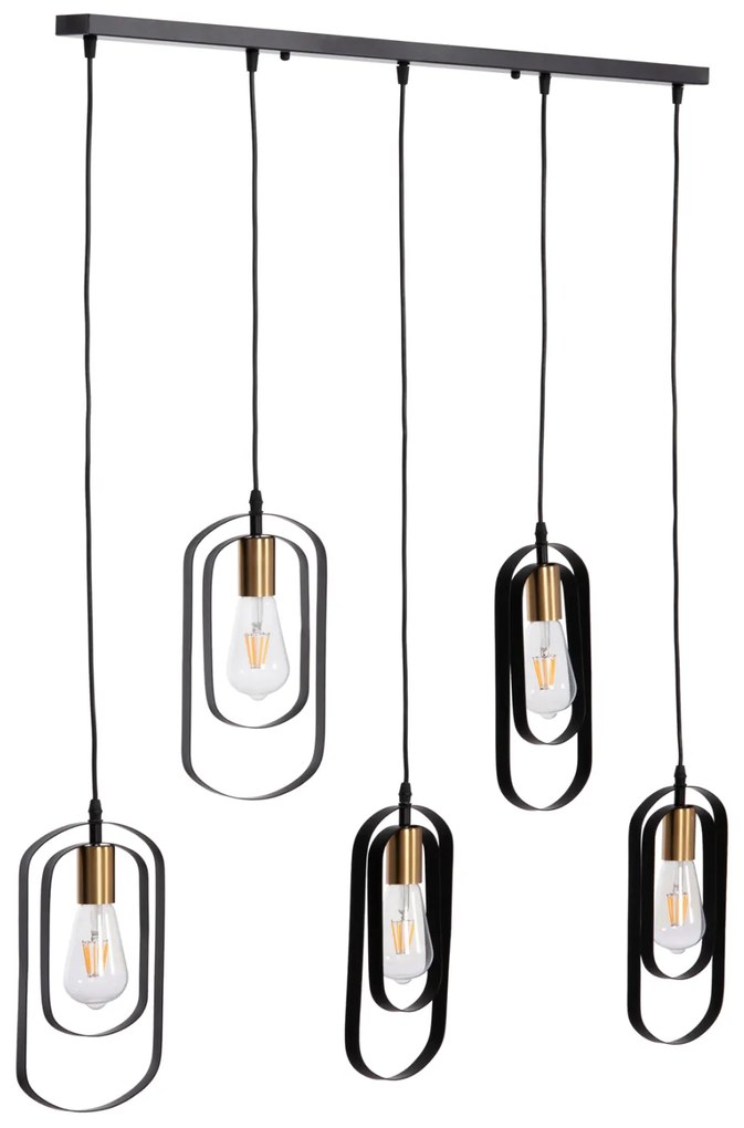 ΦΩΤΙΣΤΙΚΟ ΟΡΟΦΗΣ 5-ΦΩΤΟ BIUT HM7545.11 ΜΑΥΡΟ ΜΕΤΑΛΛΟ-ΧΡΥΣΟ ΝΤΟΥΙ 80x6x138Υεκ.