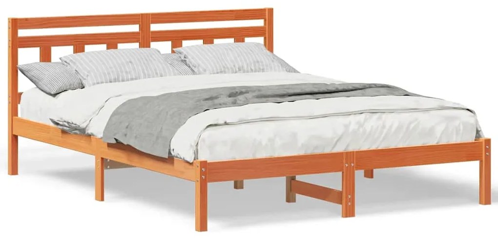 vidaXL Σκελετός Κρεβατιού Καφέ 160 x 200 cm Στερεά ξυλεία πεύκου