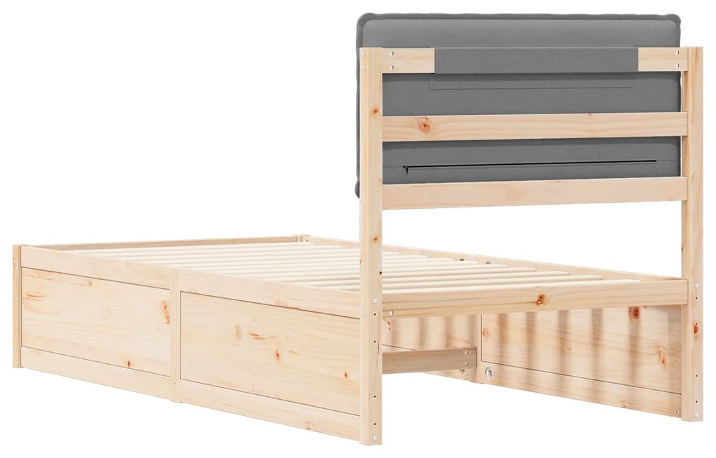 vidaXL Σκελετός Κρεβατιού με Επενδεδυμένο Κεφαλάρι Ανοιχτό γκρι