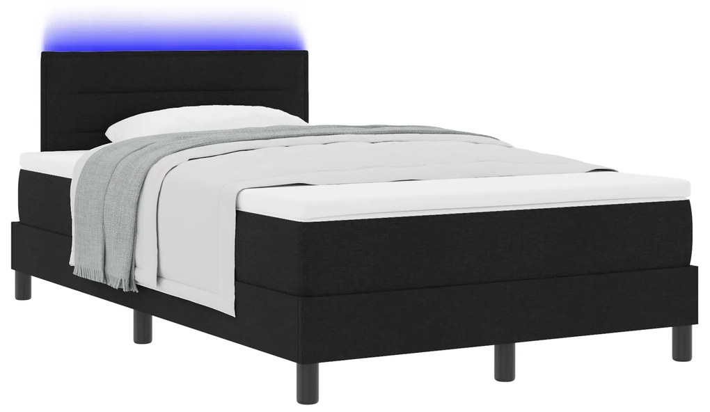 vidaXL Κρεβάτι με βάση και στρώμα & LED Μαύρο 120x190 cm Υφασμα
