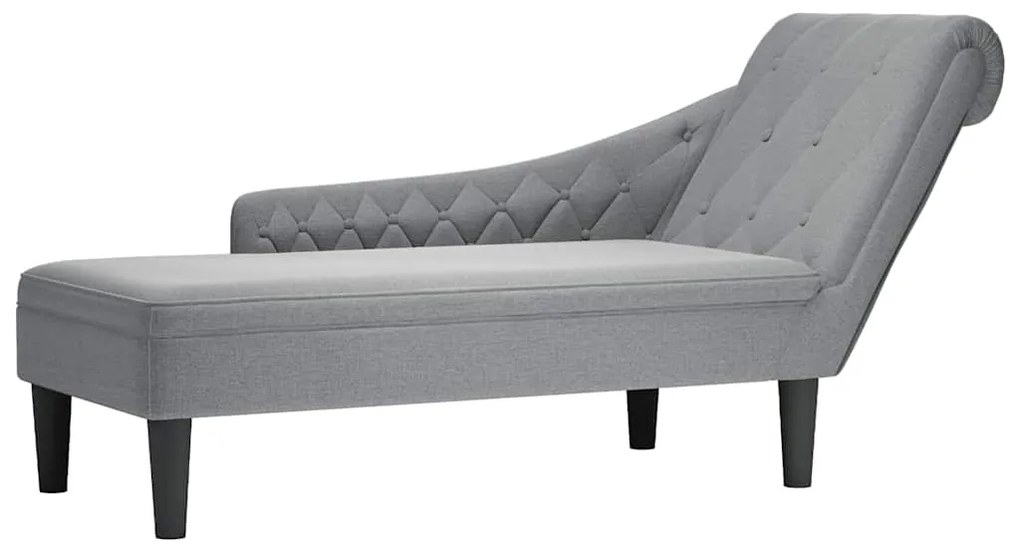 vidaXL Ανάκλιντρο Ανοιχτό Γκρι Υφασμάτινο με Μαξιλάρι και Μπράτσο