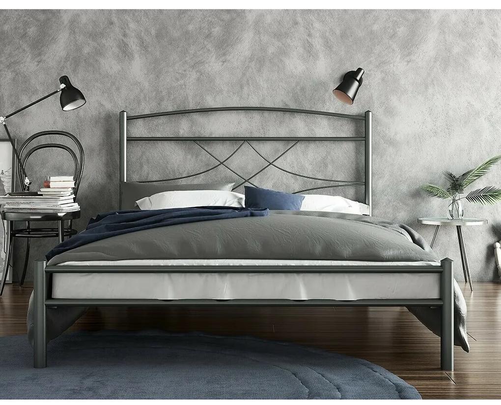 Κρεβάτι Ημίδιπλο Emma Μεταλλικό Ασημί Σφυρίλατο 140x200cm - Μέταλλο - CHI-250003