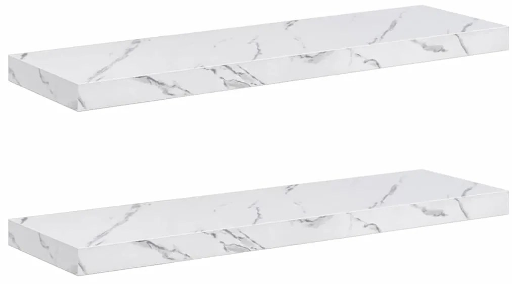 vidaXL Ράφι Τοίχου Επιτοίχιο 2 pcs Λευκό Μάρμαρο 80 x 23,5 x 4 εκ