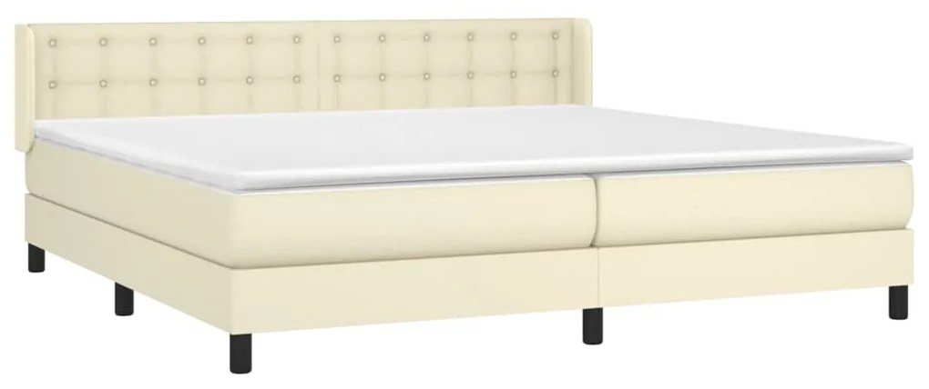vidaXL Κρεβάτι Boxspring με Στρώμα Κρεμ 200x200 εκ. Συνθετικό Δέρμα