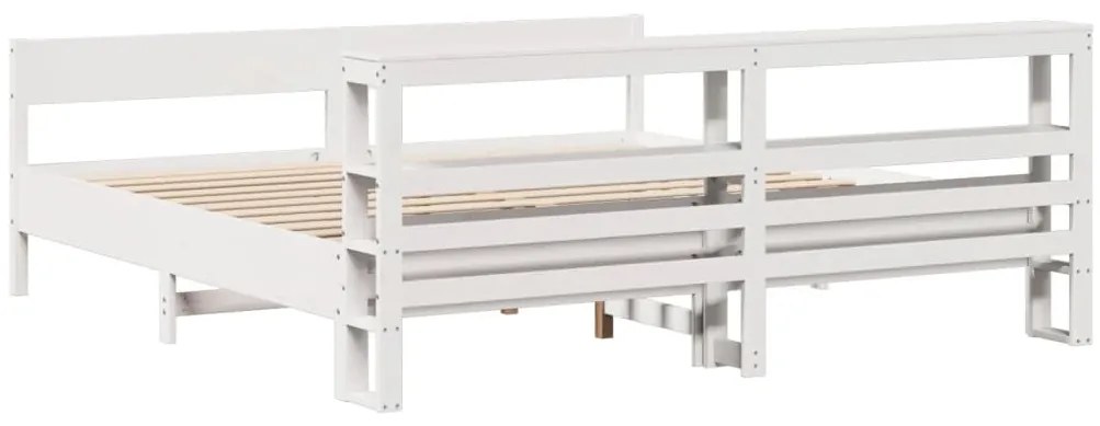 vidaXL Σκελετός Κρεβ. Χωρίς Στρώμα Λευκό 200x200 εκ Μασίφ Πεύκο