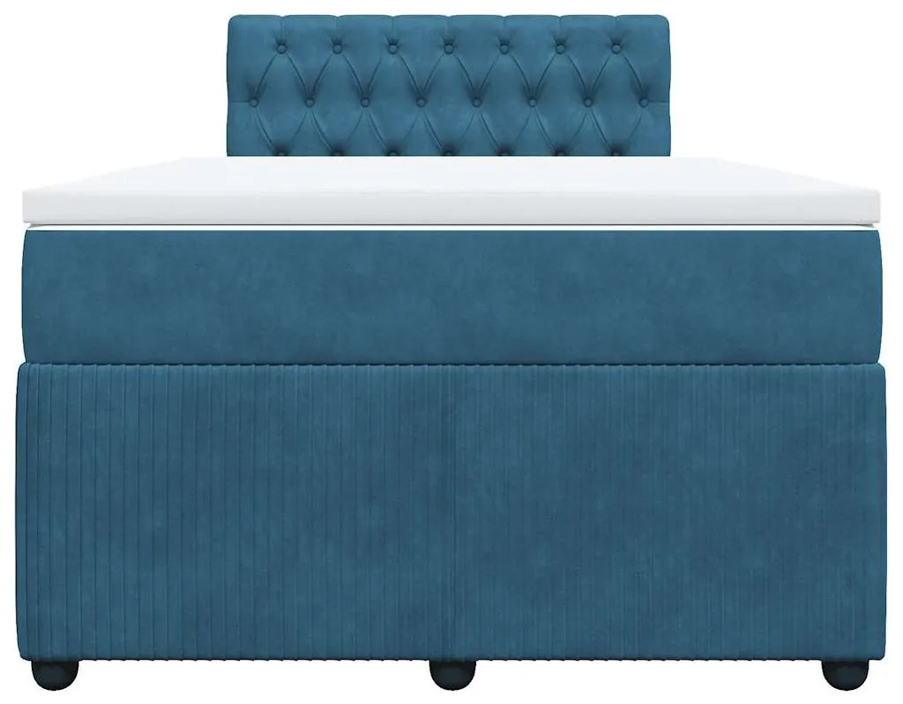 vidaXL Κρεβάτι Boxspring με Στρώμα Μπλε 120x200 εκ. Βελούδινο
