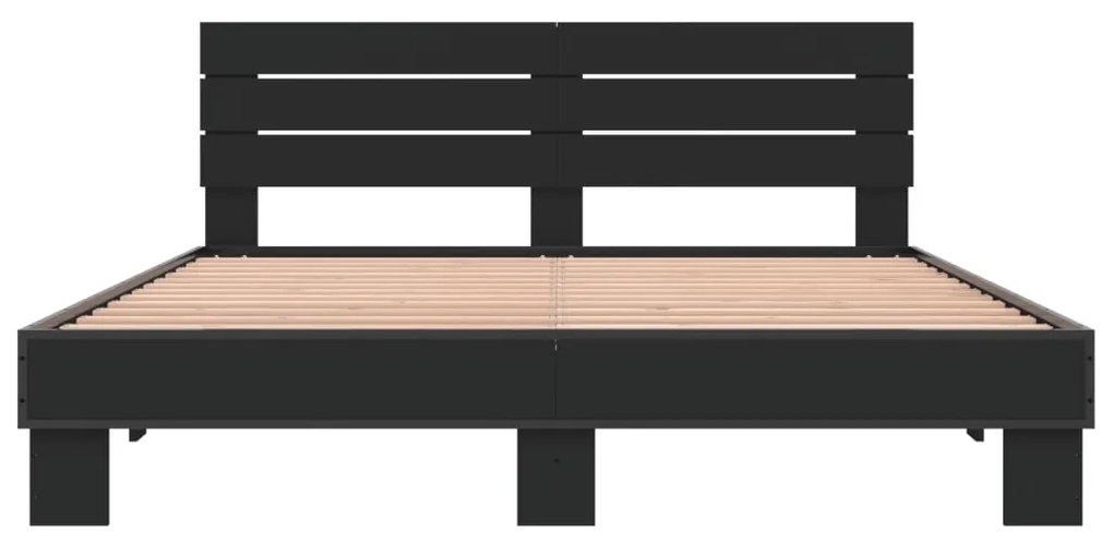 vidaXL Πλαίσιο Κρεβατιού Μαύρο 160 x 200 εκ. Επεξ. Ξύλο &amp; Μέταλλο