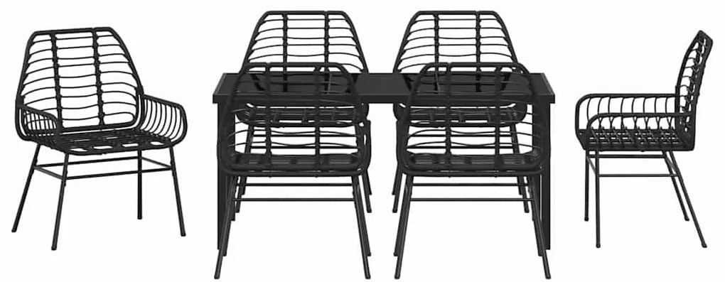 vidaXL Σέτ φαγητού για κήπο 7 pcs Μαύρο συνθετικό ρατάν