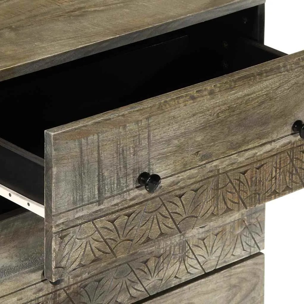 Sideboards 2 τεμάχια ανοιχτό γκρι 60x33,5x75cm μασίφ ξύλο Mango - Μαύρο
