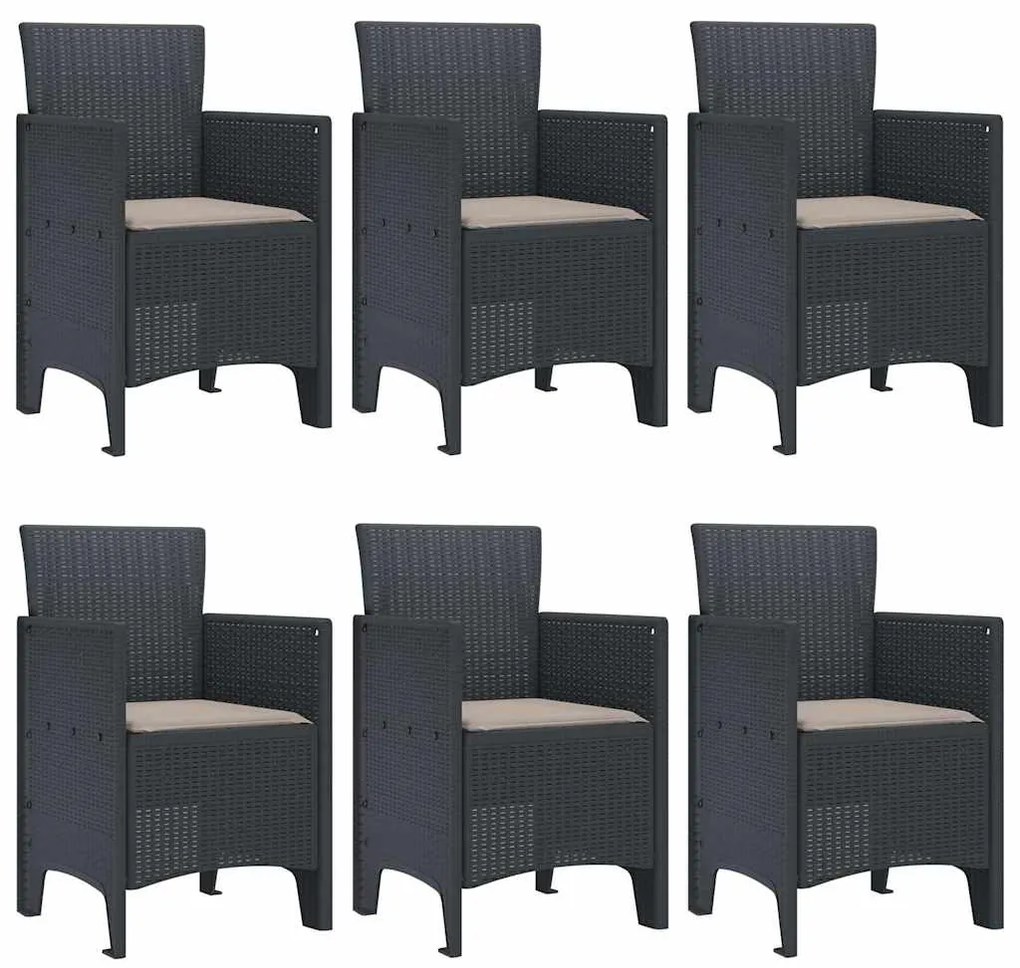 vidaXL Σέτ φαγητού για κήπο 7 pcs Ανθρακί Rattan Polt