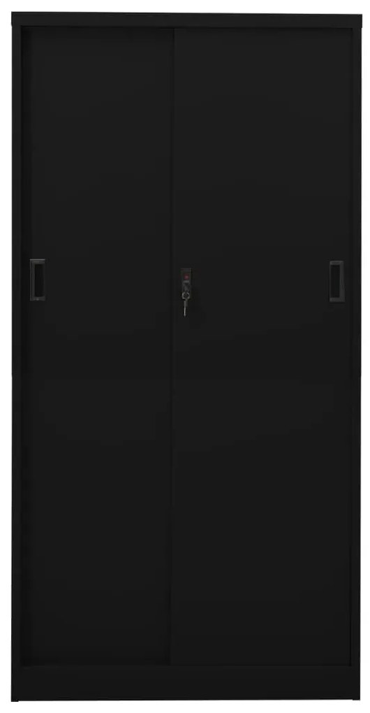 vidaXL Ντουλάπι Γραφείου με Συρόμενη Πόρτα Μαύρο 90x40x180 εκ Ατσάλινο