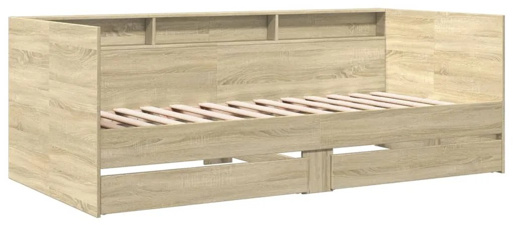 vidaXL Καναπές Κρεβάτι με Συρτάρια Χωρίς Στρώμα Sonoma Δρυς 100x200εκ.