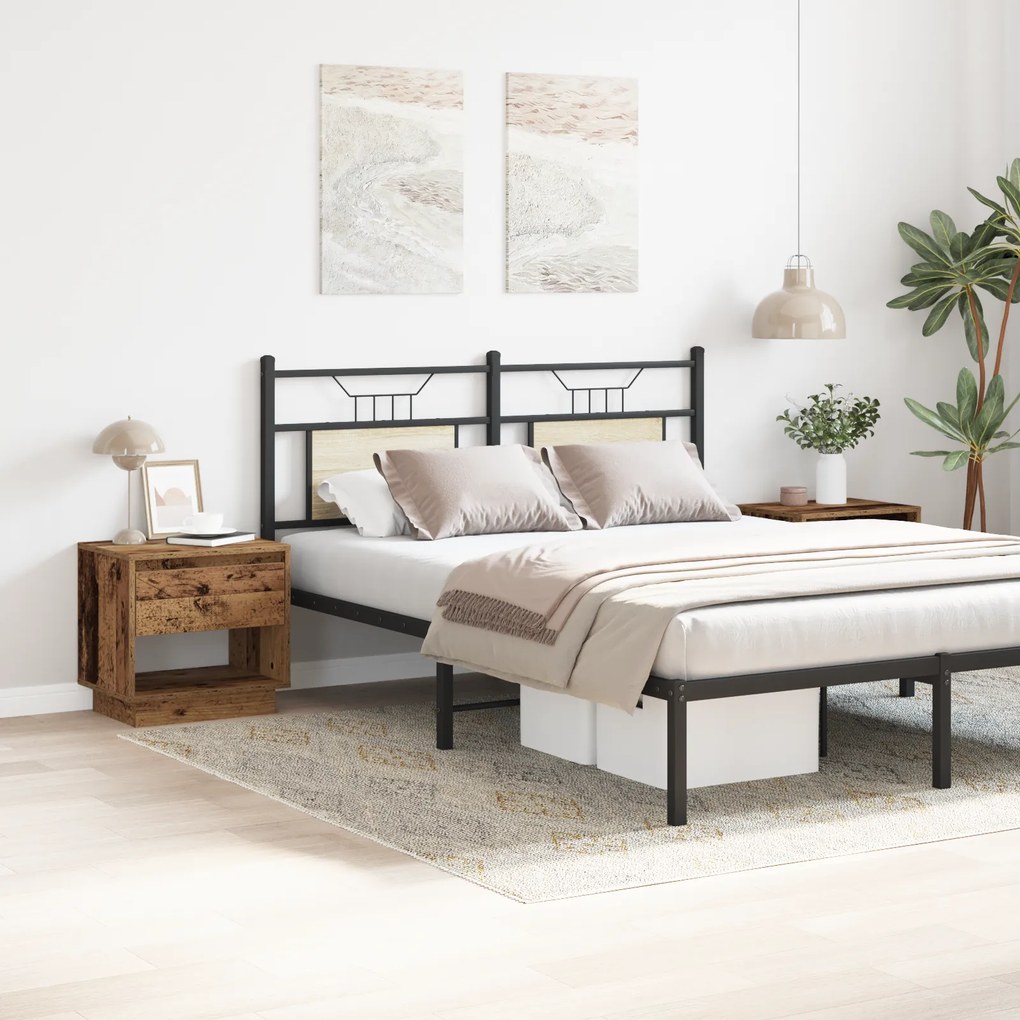 vidaXL Κομοδίνο 2 τεμάχια Παλιού Ξύλου 45x34x45 εκ Κατασκευασμένη Ξυλεία