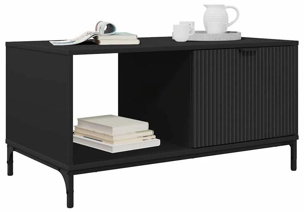 vidaXL Τραπεζάκι σαλονιού με συρτάρι Μαύρη Οξυά 90 x 49 x 46 εκ.