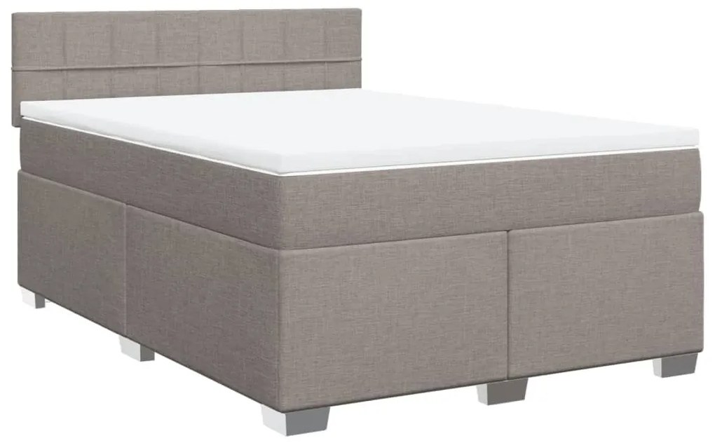 Κρεβάτι Boxspring με Στρώμα Taupe 160x200 εκ. Υφασμάτινο - Μπεζ-Γκρι