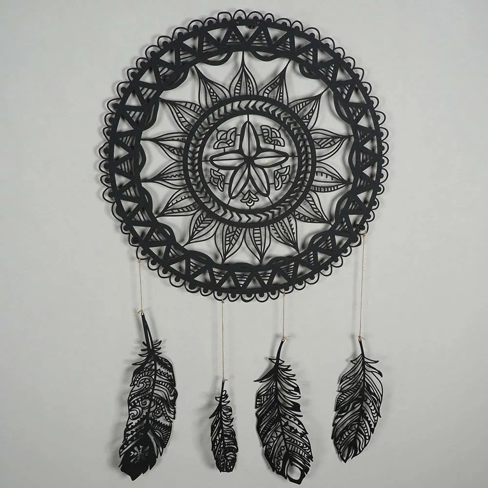 Διακοσμητικό Τοίχου Dreamcatcher 507ATP1109 49x49cm Black Wallity Steel