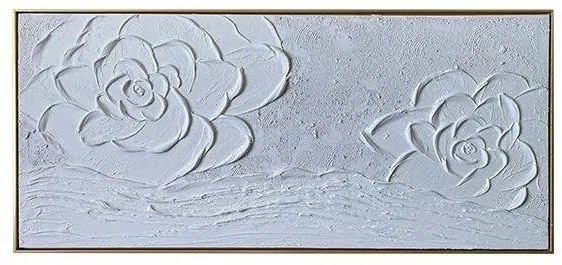 Πίνακας Καμβάς Λουλούδια Λευκα 120x60x3.5cm 755-12137 Estheti-755-12137-Λευκό 755-12137