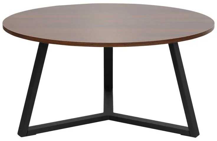 Τραπεζάκι σαλονιού Berton σε καρυδί απόχρωση με μαύρο μέταλλο Φ80x40εκ 80x80x40 εκ.