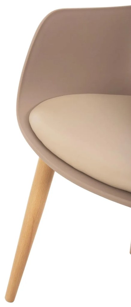 Καρέκλα Τραπεζαρίας LUCIE Cappuccino PP με Μεταλλικά πόδια όψη ξύλου 56x55,5x80Υεκ 2αδα 56x55.5x80 εκ.