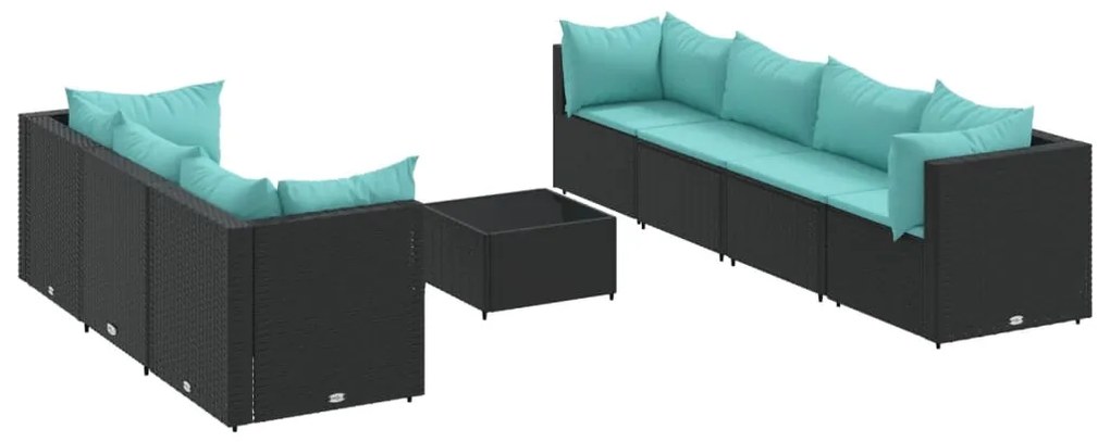 vidaXL Σαλόνι Κήπου 8 Τεμαχίων Μαύρο από Συνθετικό Ρατάν με Μαξιλάρια