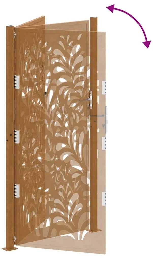 Πύλη κήπου 105x205 cm Weathering Steel Wave Design - Καφέ
