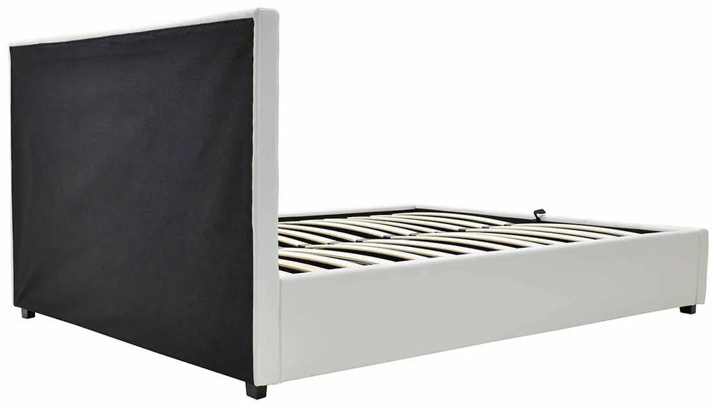 Κρεβάτι Roi pakoworld διπλό 160x200 PU λευκό ματ + αποθηκευτικό χώρο με ανατομικές τάβλες