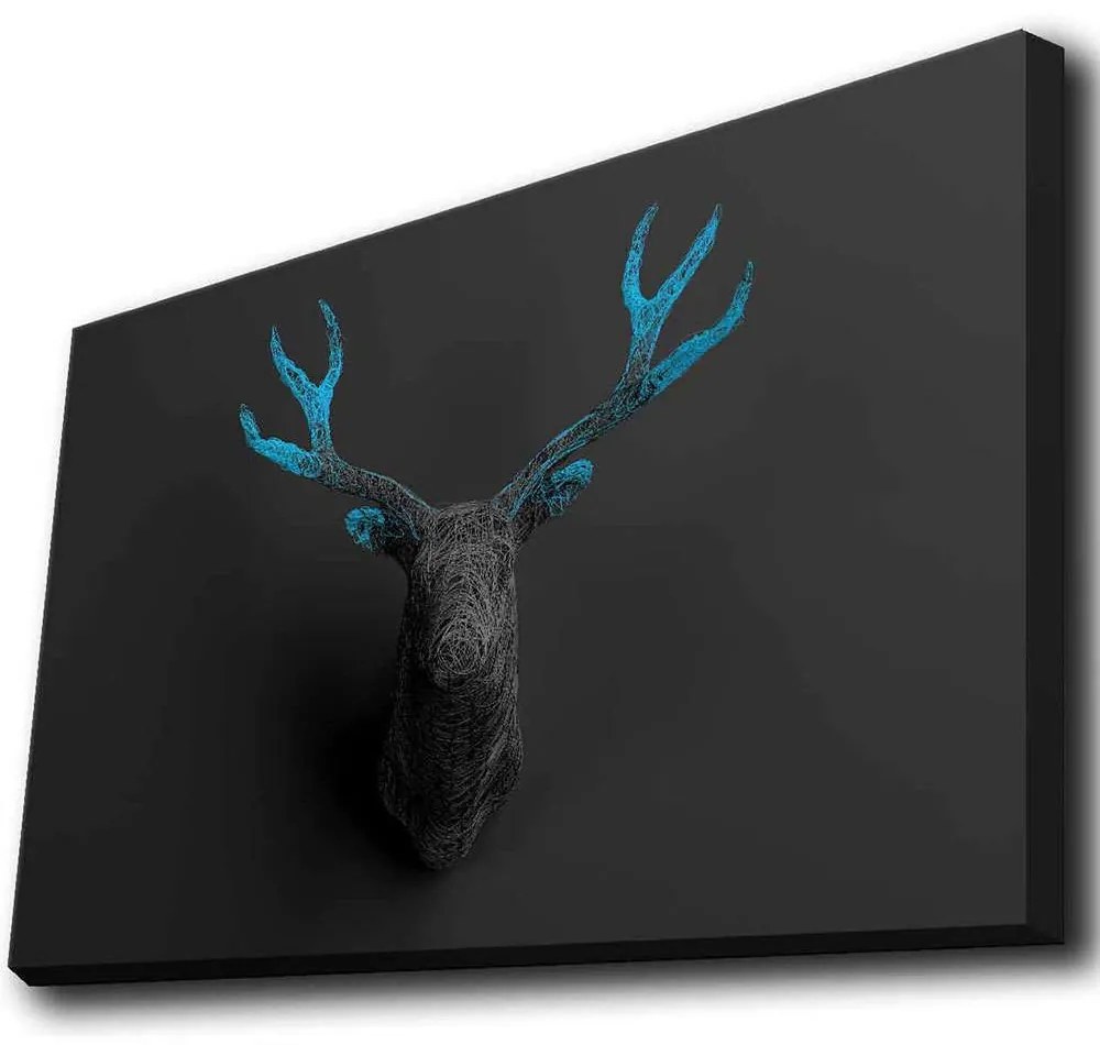 Πίνακας Καμβάς Με Φως Led 139LDG1126 70x45cm Black-Blue Wallity Horizontal Ξύλο, Καμβάς