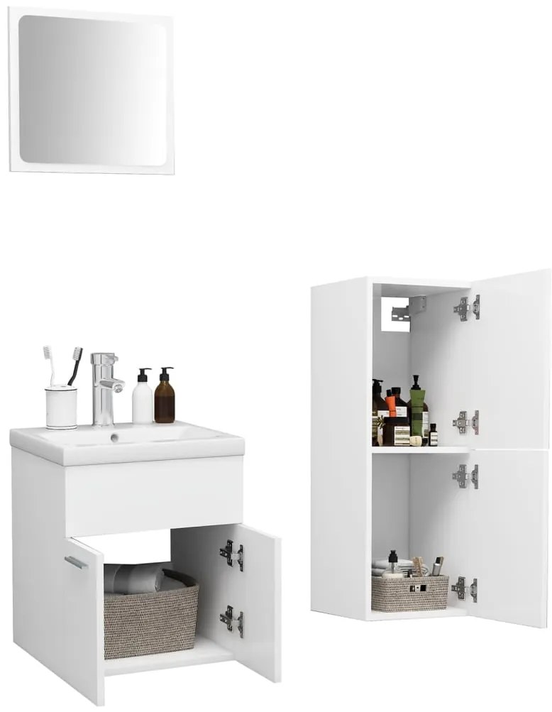 vidaXL Σετ Επίπλων Μπάνιου Λευκό από Μοριοσανίδα