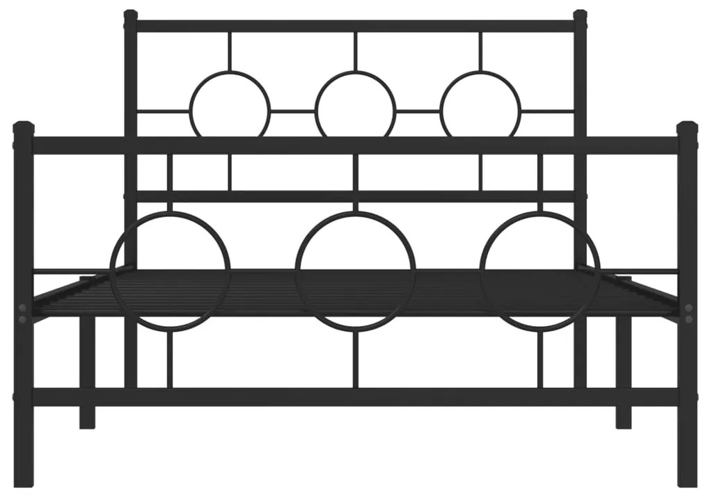 vidaXL Πλαίσιο Κρεβατιού με Κεφαλάρι&Ποδαρικό Μαύρο 107x20 εκ. Μέταλλο