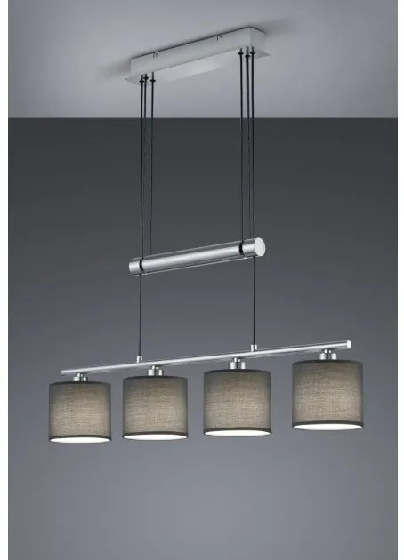 Κρεμαστό Φωτιστικό Οροφής 4xE14 28W IP20 Garda 305400411 Trio Lighting-305400411-Νίκελ Ματ 305400411