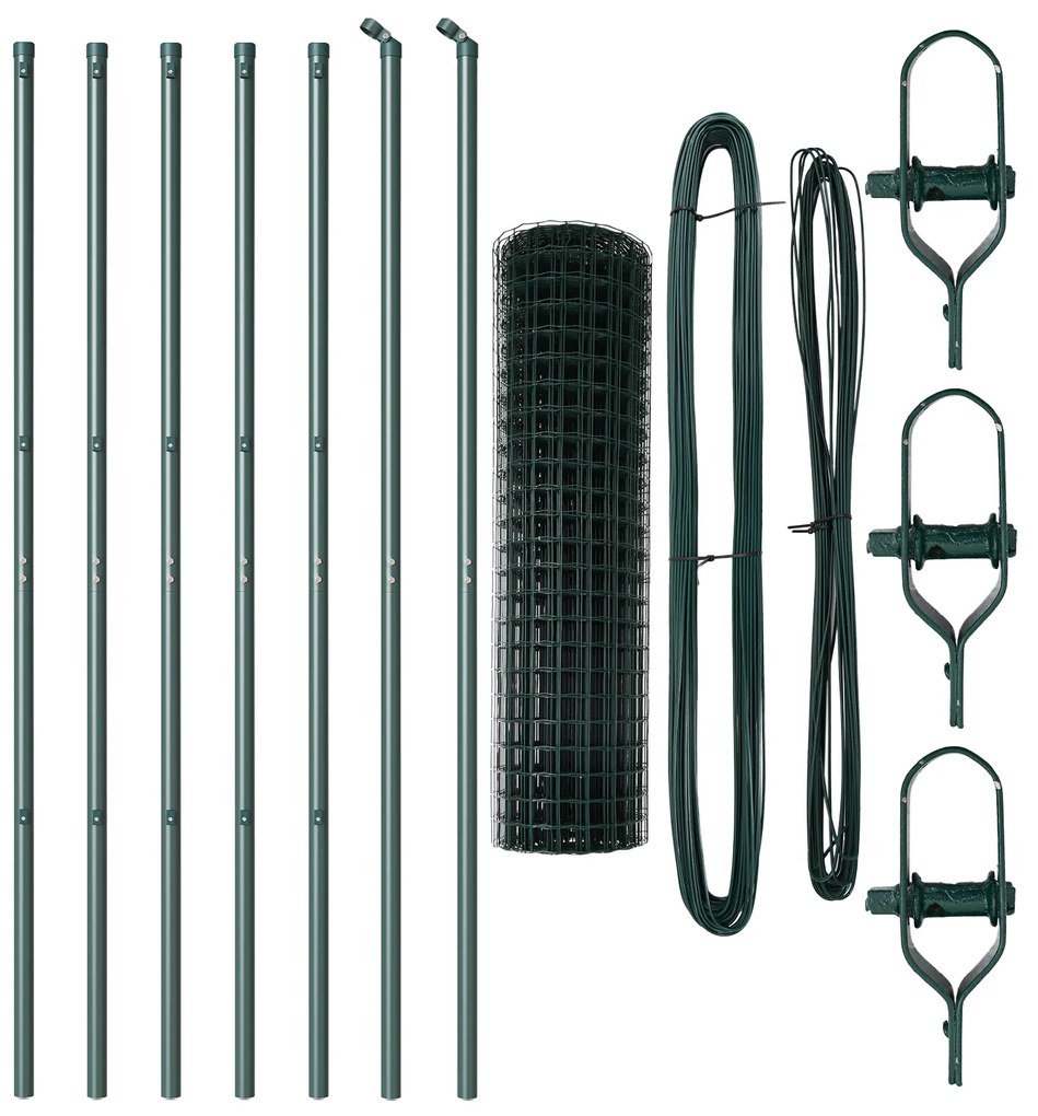 vidaXL Euro Fence με 7 Στήλες 1.4x10 μ Γαλβανισμένος Χάλυβας Πράσινος