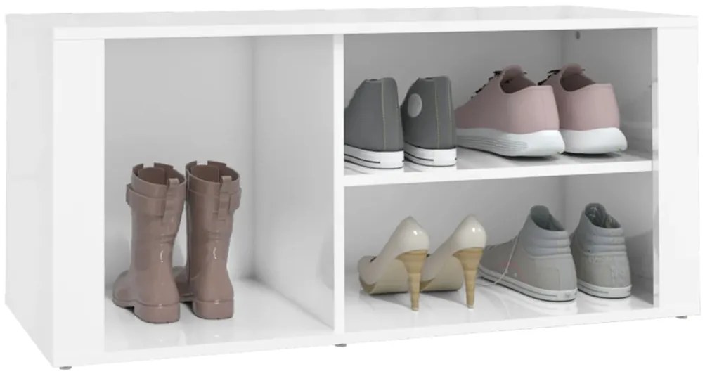 vidaXL Παπουτσοθήκη Γυαλιστερό Λευκό 100x35x45 εκ. Επεξεργασμένο Ξύλο