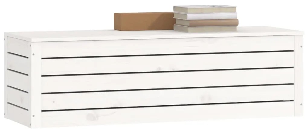 vidaXL Κουτί Αποθήκευσης Λευκό 109x36,5x33 εκ από Μασίφ Ξύλο Πεύκου