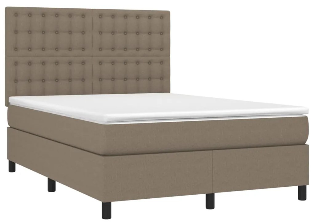 ΚΡΕΒΑΤΙ BOXSPRING ΜΕ ΣΤΡΩΜΑ &amp; LED TAUPE 140X190 ΕΚ. ΥΦΑΣΜΑΤΙΝΟ 3135193