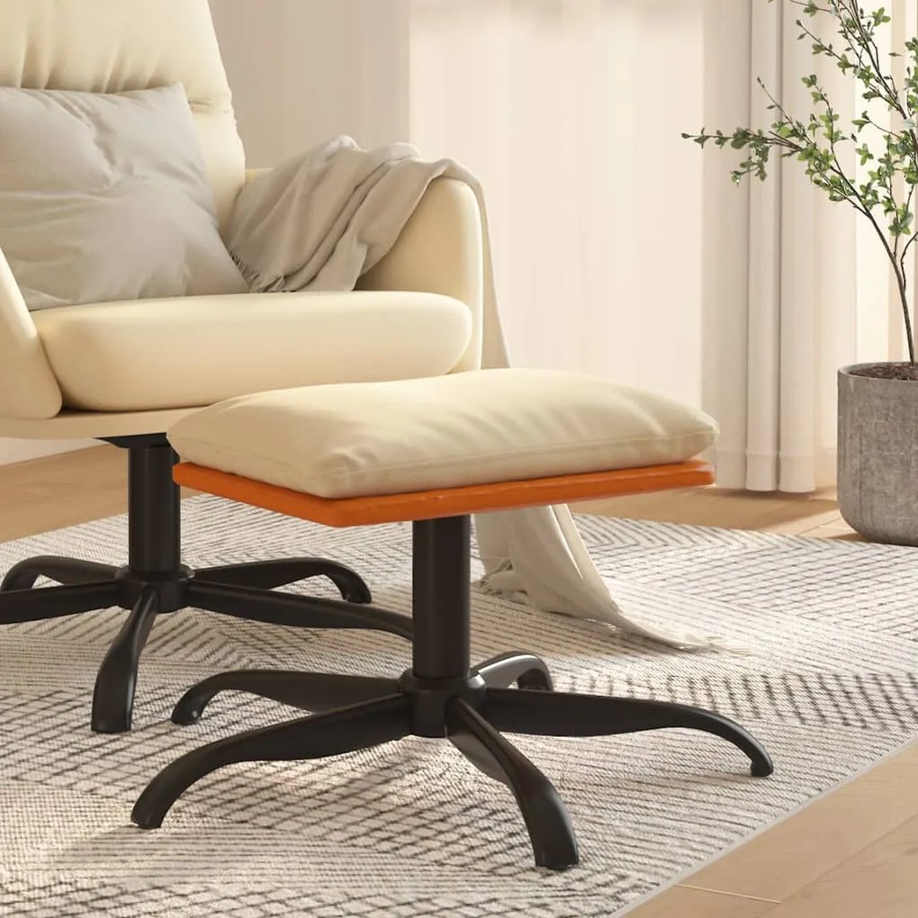 vidaXL Υποπόδιο Κρεμ 60x60x36 εκ. Ύφασμα &amp; Συνθετικό Δέρμα