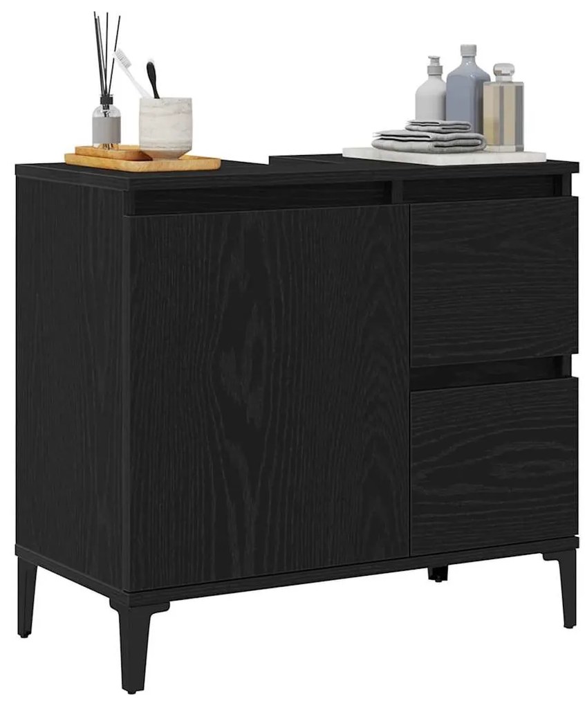 vidaXL Ντουλάπι Μπάνιου Μαύρη δρυς 65 x 33 x 60 εκ Επεξεργασμένο ξύλο