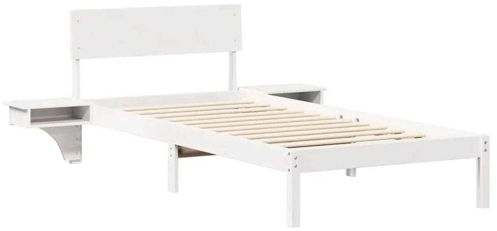 vidaXL Σκελετός Κρεβατιού Λευκό 90 x 190 cm Στερεά ξυλεία πεύκου