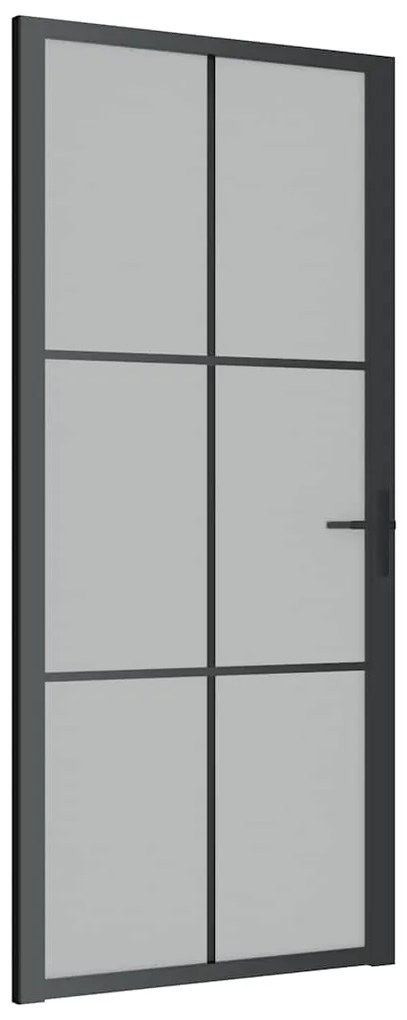 vidaXL Εσωτερική Πόρτα 93x201,5 εκ. Μαύρο Ματ Γυαλί και Αλουμίνιο