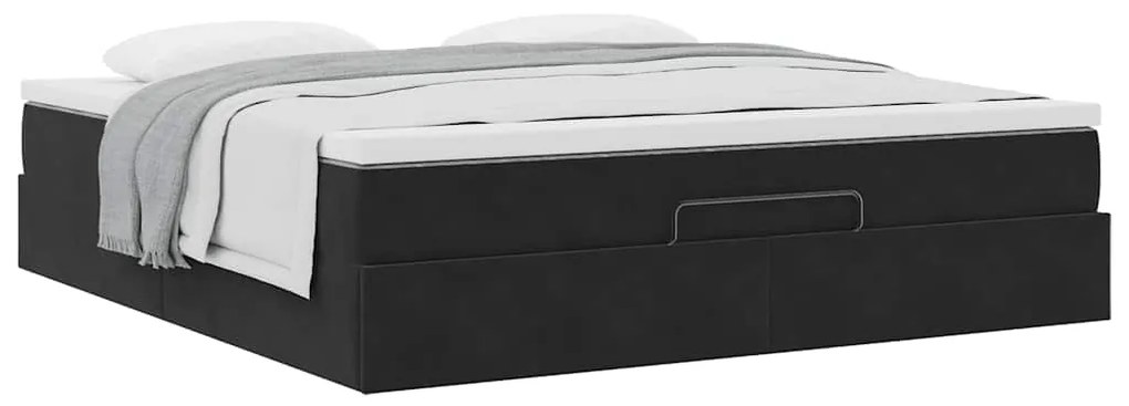 vidaXL Οθωμανικό κρεβάτι με στρώμα Μαύρο 160x200cm Velvet